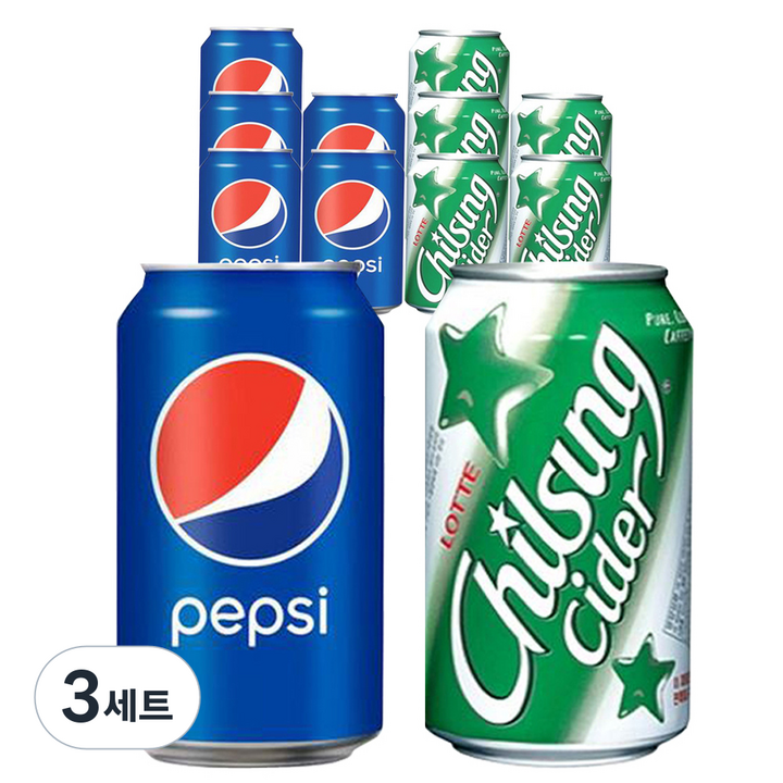 칠성사이다 업소용 355ml x 6p + 펩시 콜라 업소용 355ml x 6p, 3세트