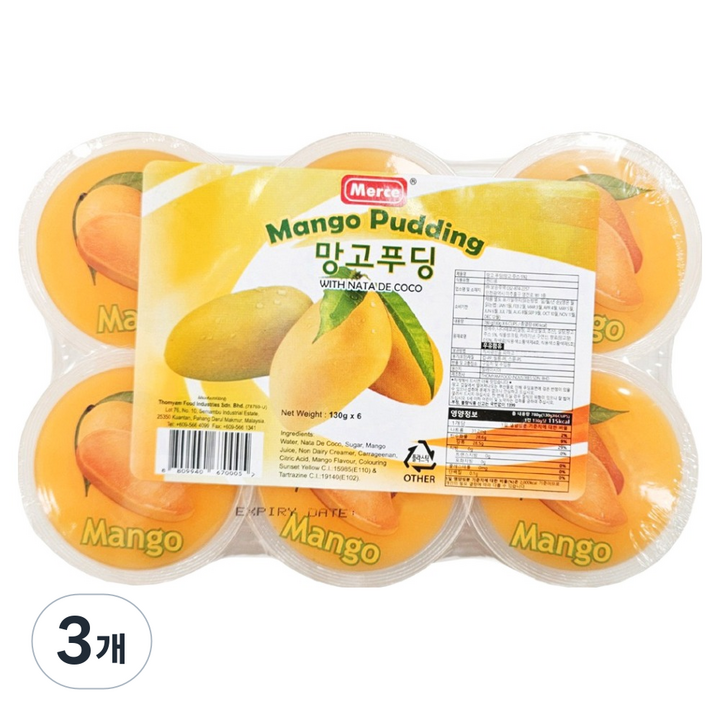 메르세 망고 푸딩 나타드코코 6p, 780g, 3개