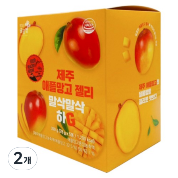 맛있는귤공방 제주 애플망고 젤리 말삭말삭하G 5p, 390g, 2개