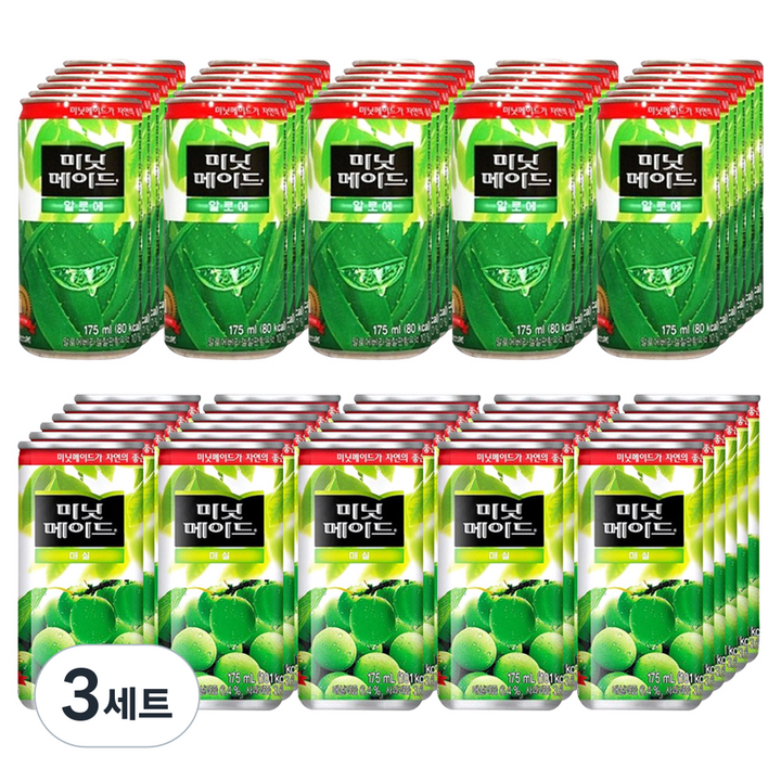 미닛메이드 알로에 음료 175ml x 30p + 매실 음료 175ml x 30p, 3세트