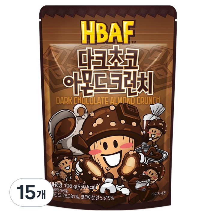바프 다크초코 아몬드 크런치, 15개, 100g