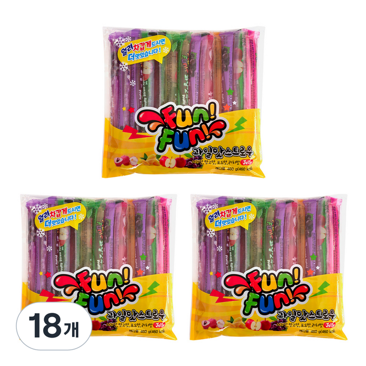펀펀스트로우 과일맛 젤리스틱 23개입, 460g, 18개