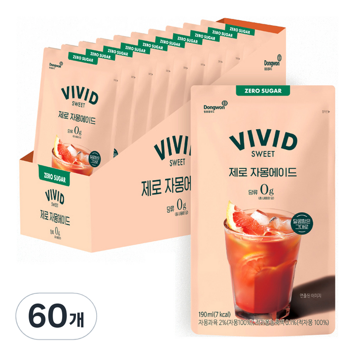 비비드스위트 제로 자몽 에이드, 190ml, 60개