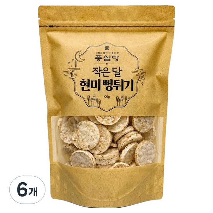 풍심당 국내산 현미 뻥튀기, 6개, 100g