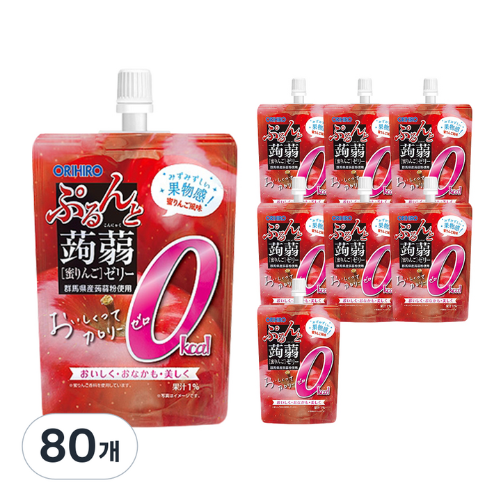 오리히로 푸룬또 곤약젤리 제로 사과맛, 130g, 80개