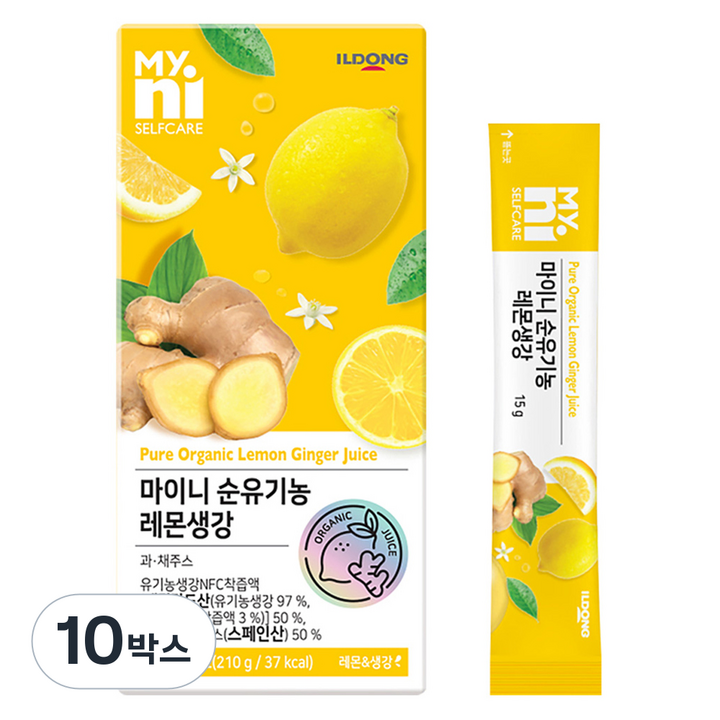 마이니 순유기농 레몬생강 NFC착즙 스틱 14p, 210g, 10박스