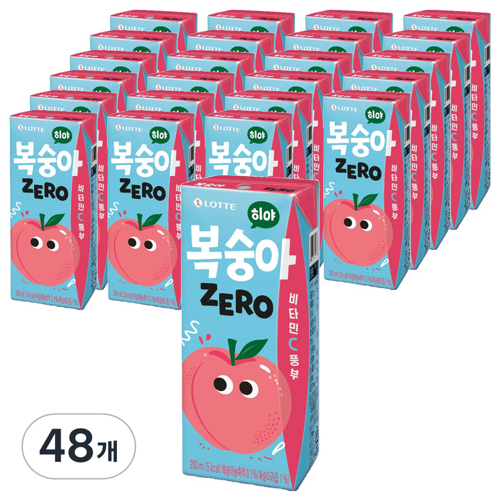 롯데칠성음료 히야 제로 복숭아, 48개, 200ml