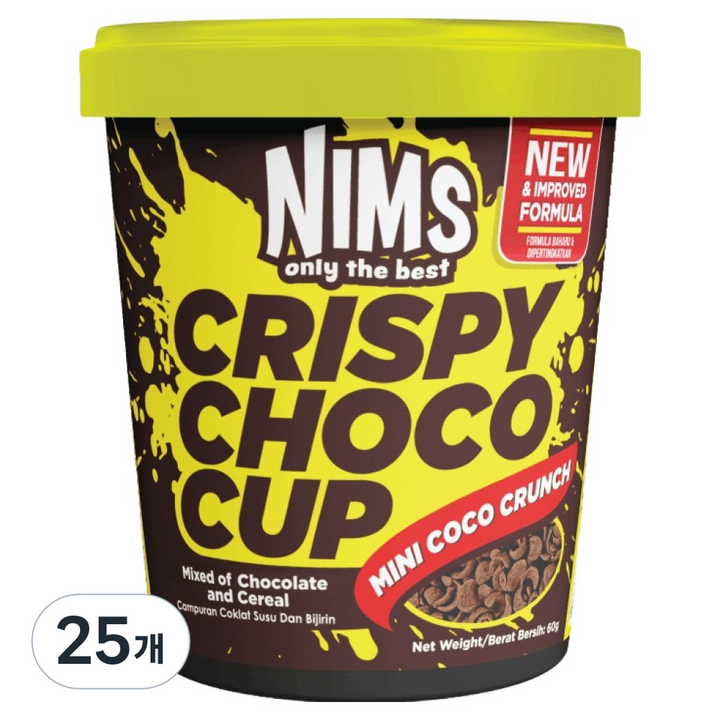 NIMS 크리스피 초코컵 코코크런치 미니컵, 60g, 25개