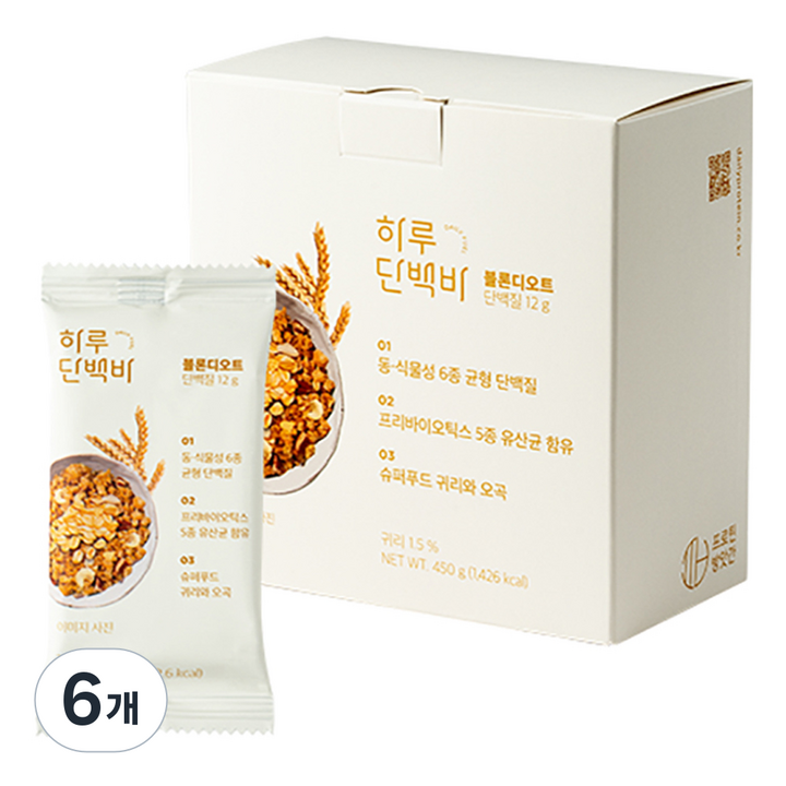 프로틴방앗간 하루단백질바 블론디오트, 450g, 6개