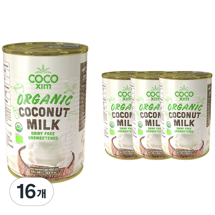 코코씸 쿠킹용 코코넛 밀크 오가닉, 400ml, 16개