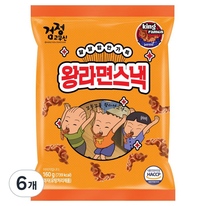 검정고무신 왕라면 스낵, 6개, 160g