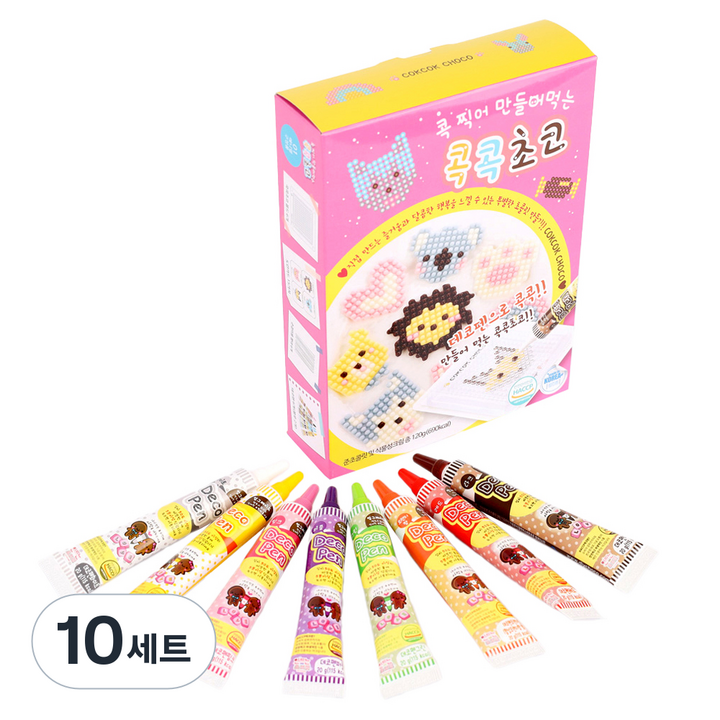 콕콕초코 01 애니멀 120g + 데코펜 8종 세트, 10세트