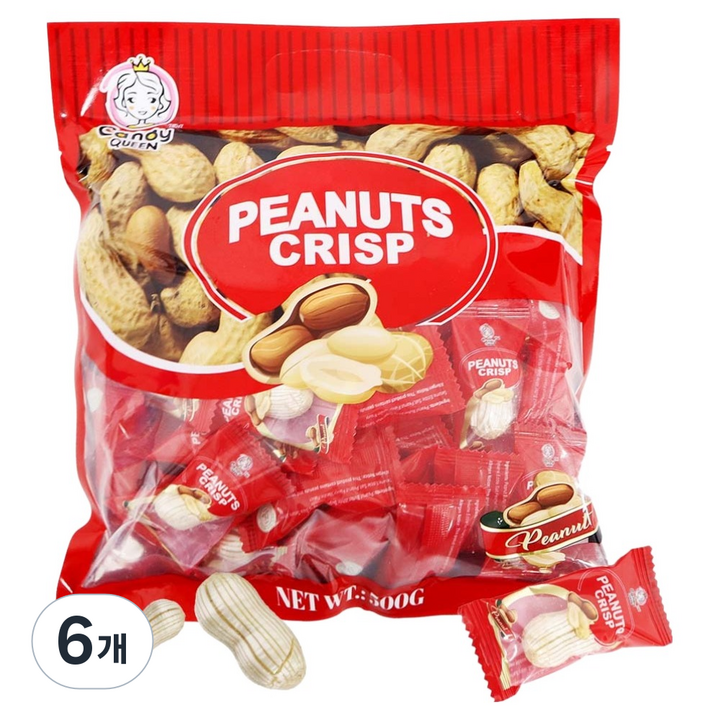 캔디퀸 피넛 크리스프 사탕, 500g, 6개