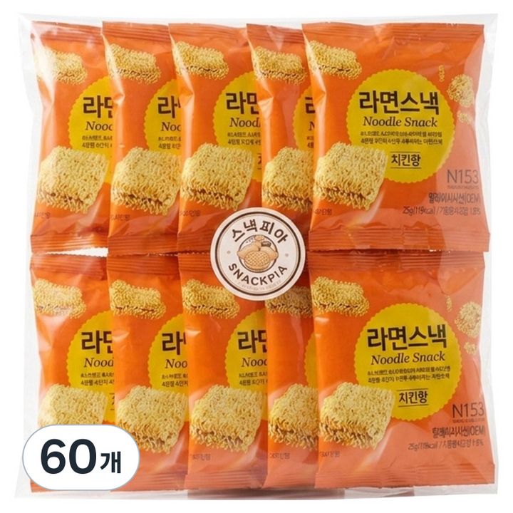 노브랜드 스낵피아 라면스낵과자, 25g, 60개