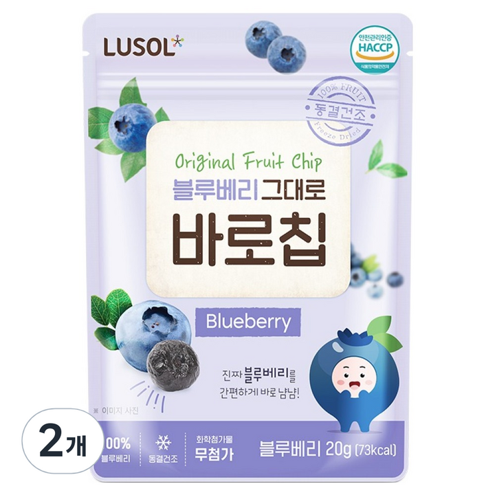 루솔 과일칩 블루베리 그대로 바로칩, 20g, 2개