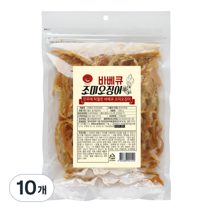 코주부 바베큐 조미오징어, 300g, 10개
