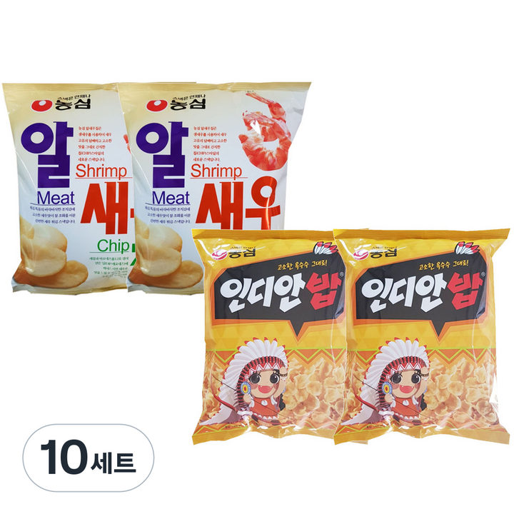 농심 알새우칩 130g x 2p + 인디안밥 150g x 2p, 560g, 10세트