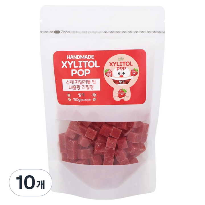 자일리톨팝 파우치 딸기, 10개, 150g