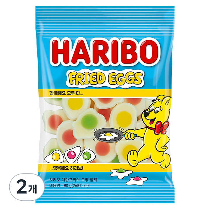 하리보 계란프라이 모양 젤리, 2개, 80g