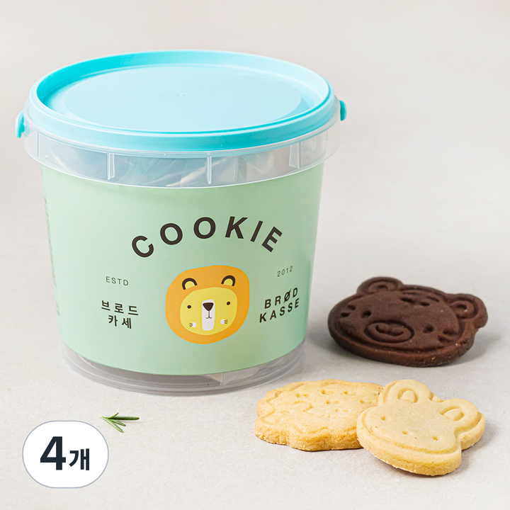 브로드카세 어쏘티드 동물쿠키 미니버켓 민트, 120g, 1개입, 4개