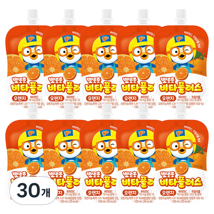 뽀로로 비타플러스 음료 오렌지, 100ml, 30개