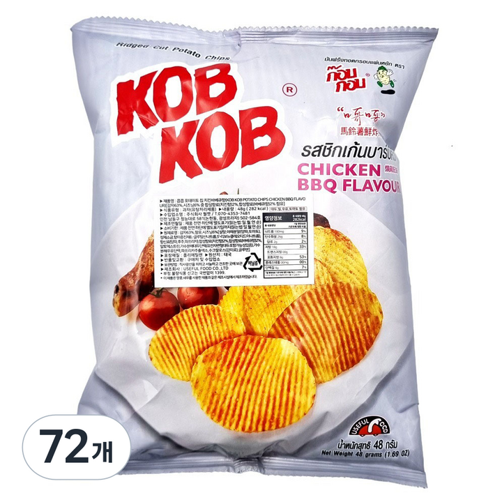 유즈풀 콥콥 포테이토 칩 치킨 바베큐향, 72개, 48g