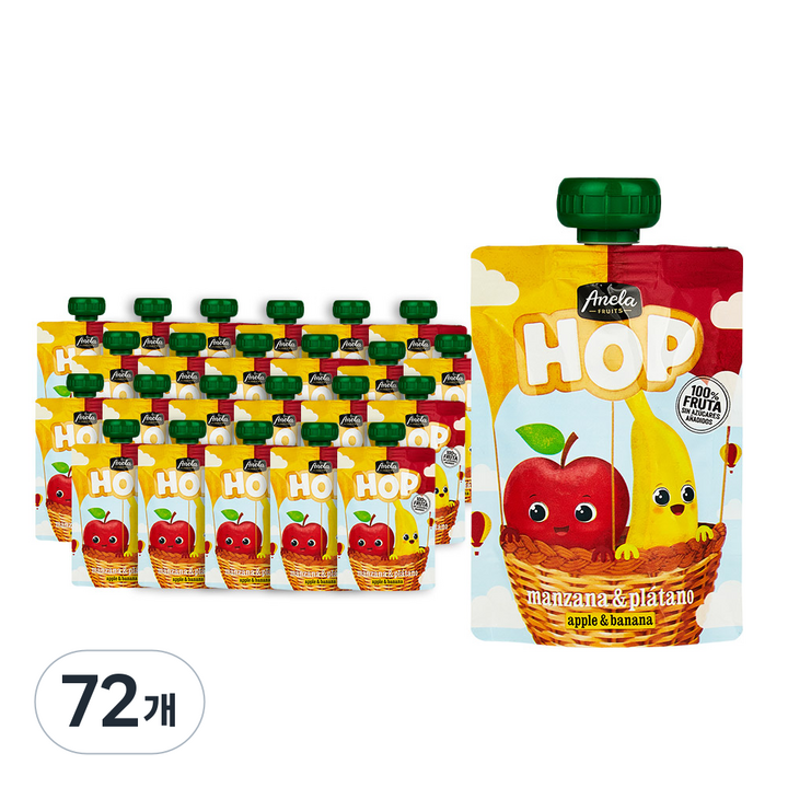 아넬라 생과일 짜먹는 외출용 퓨레 HOP, 100g, 72개, 바나나