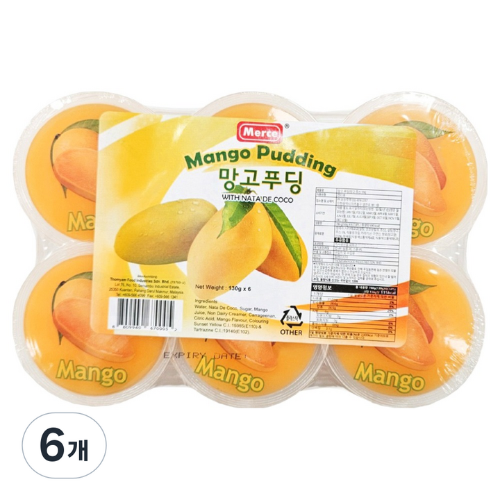 메르세 망고 푸딩 나타드코코 6p, 780g, 6개