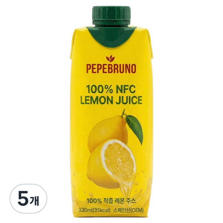 페페브루노 100% NFC 레몬 주스, 5개, 330ml