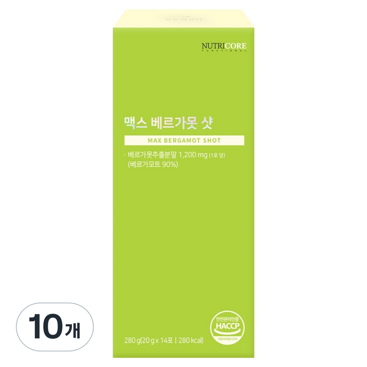 뉴트리코어 맥스 베르가못 샷 14p, 280g, 10개