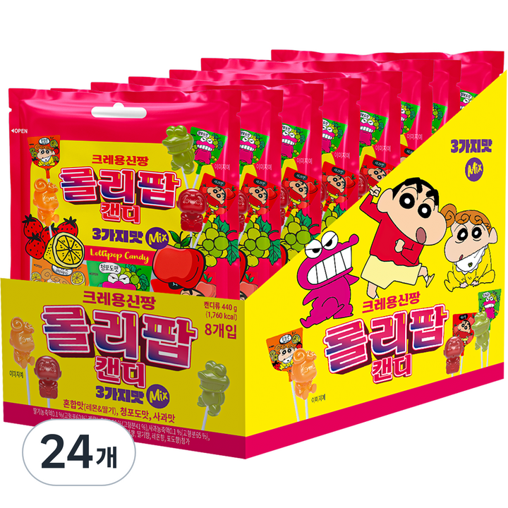 크레용신짱 롤리팝 캔디, 55g, 24개