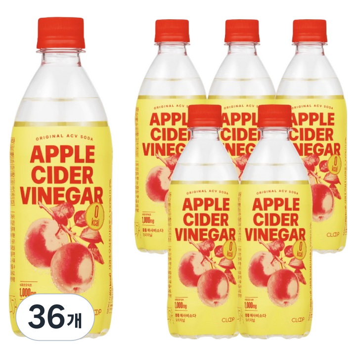클룹 애사비소다 오리지널 탄산음료, 500ml, 36개