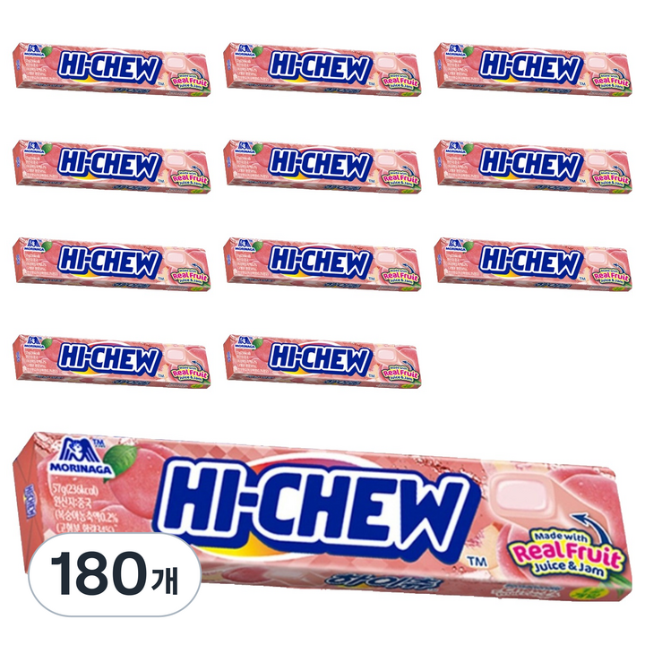 모리나가 하이츄 복숭아맛, 57g, 180개