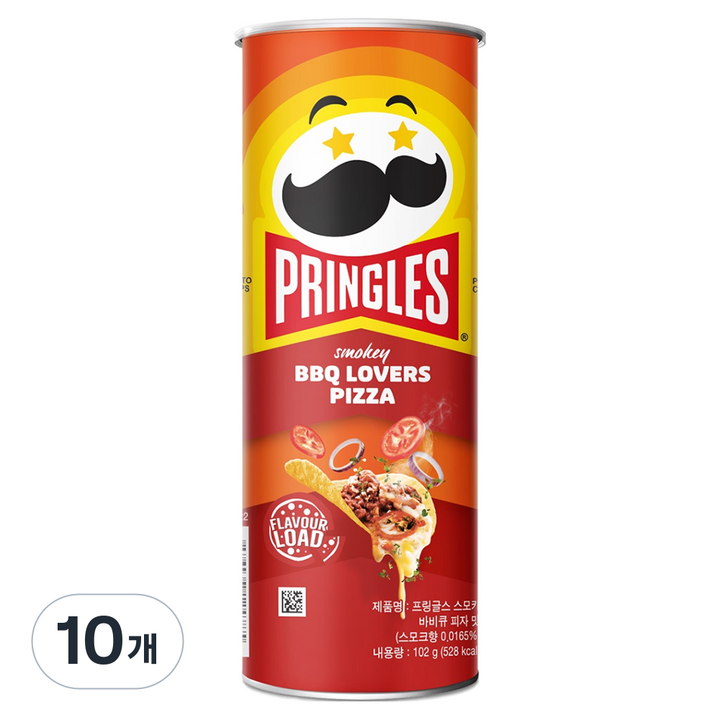 프링글스 감자스낵 스모키 바비큐 피자맛, 102g, 10개