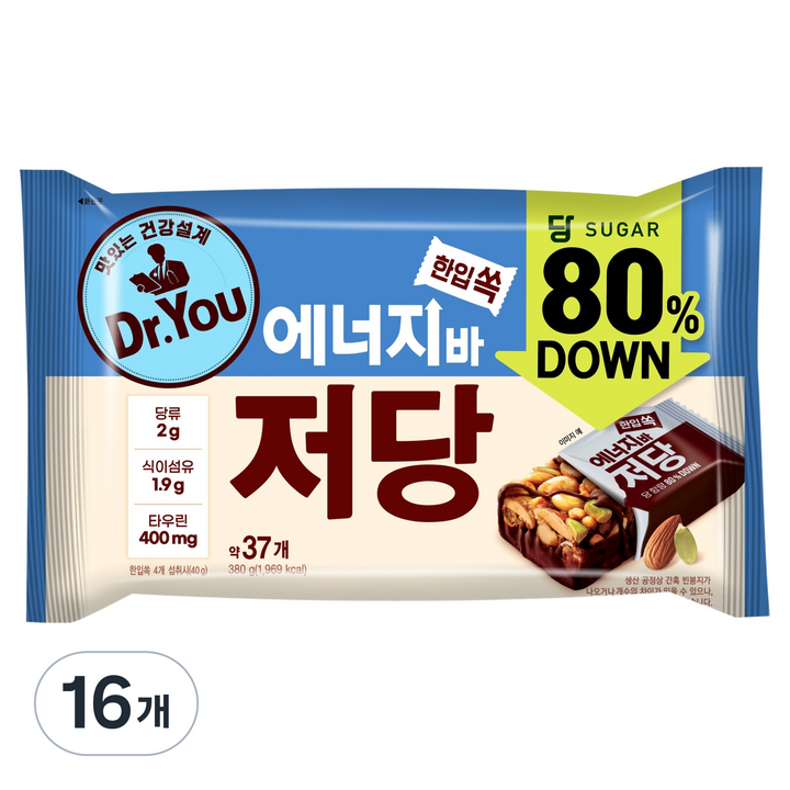 닥터유 한입쏙 에너지바 저당, 380g, 16개