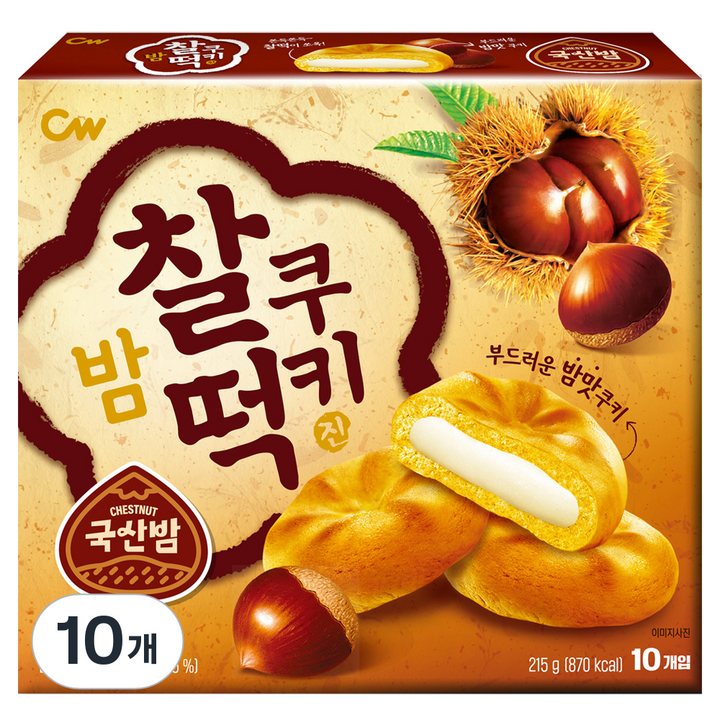 청우식품 찰떡쿠키 밤, 215g, 10개