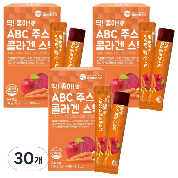 미쁨생활건강 딱좋아 ABC주스 콜라겐 젤리 스틱, 300g, 30개