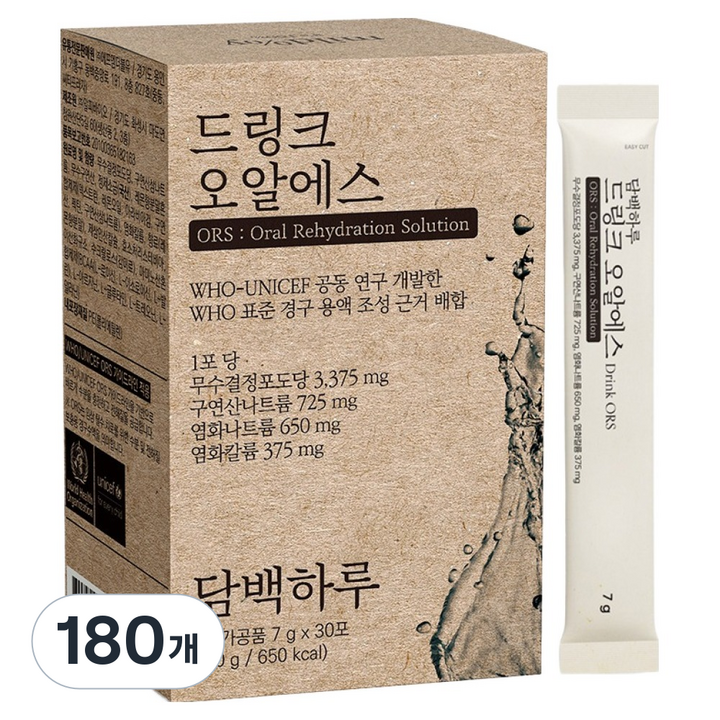 담백하루 드링크 오알에스, 7g, 180개