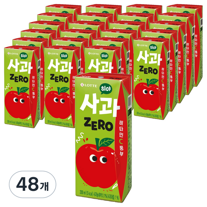 롯데칠성음료 히야 제로 사과, 48개, 200ml