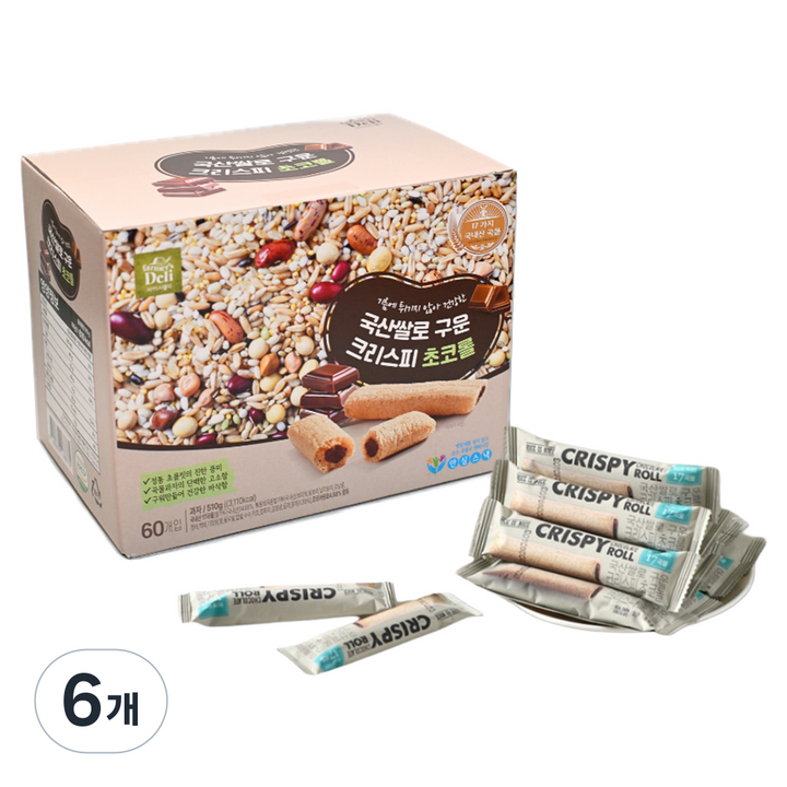 파머스델리 쌀로 구운 크리스피 초코롤 60p, 510g, 6개