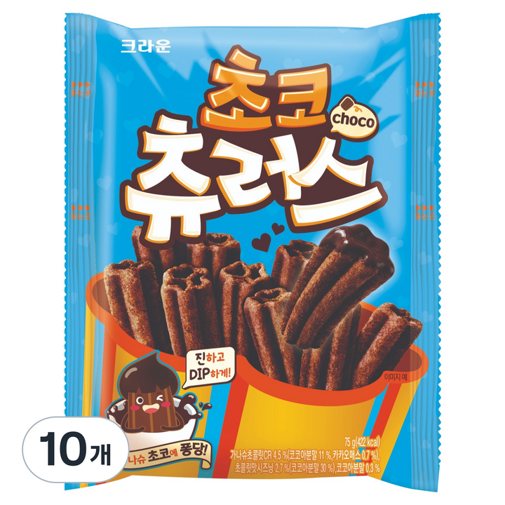 크라운 츄러스 초코, 75g, 10개