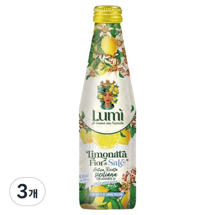 LUMI 플뢰르 드 셀 레모네이드, 3개, 250ml