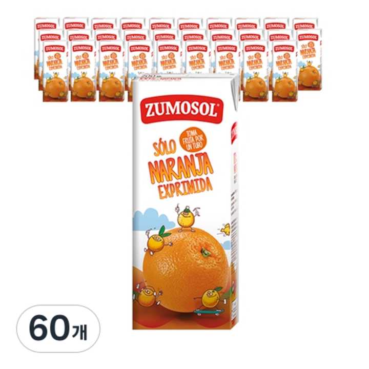 주모솔 100% 착즙 오렌지 주스, 200ml, 60개
