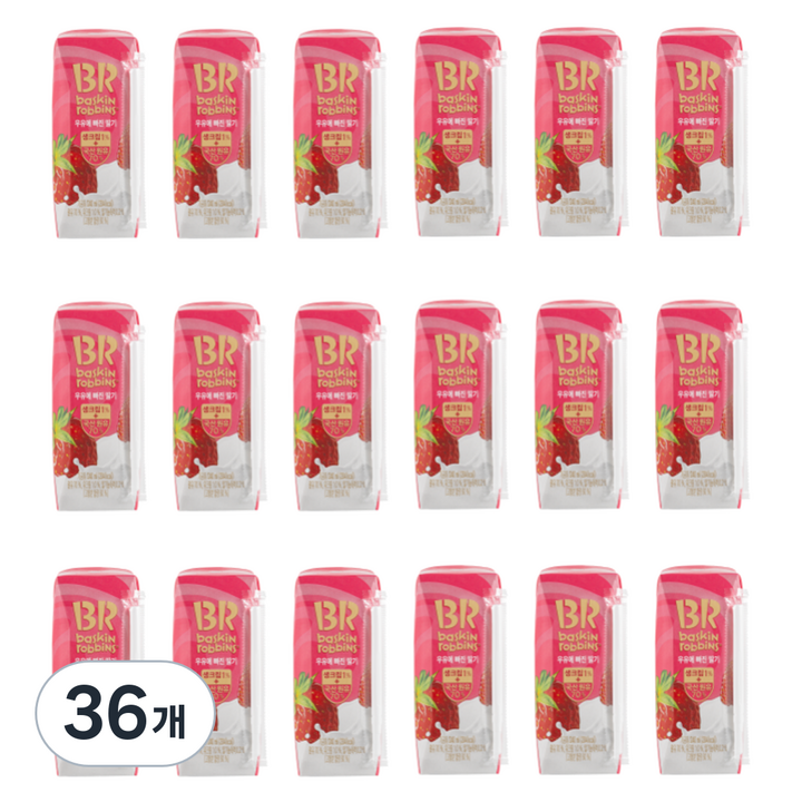 배스킨라빈스 우유에 빠진 딸기 유제품, 240ml, 18개, 2개