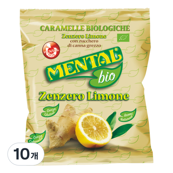 멘탈 유기농 생강 레몬 캔디, 90g, 10개