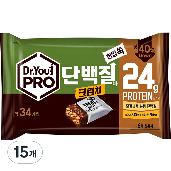 닥터유 프로단백질바 크런치 한입쏙 34p, 420g, 15개