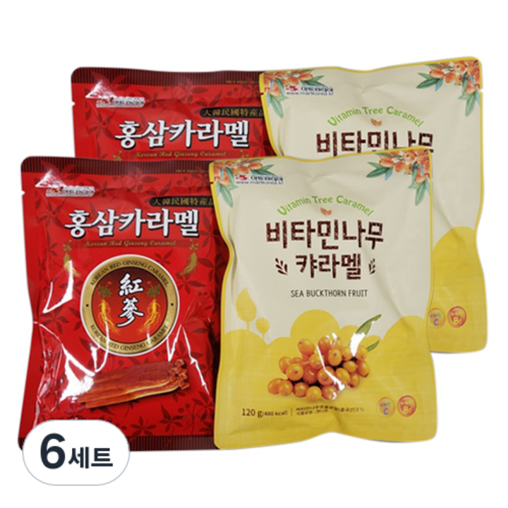 리소하우스 입가심 식후 캐러멜 홍삼 120g + 비타민 120g 세트, 6세트