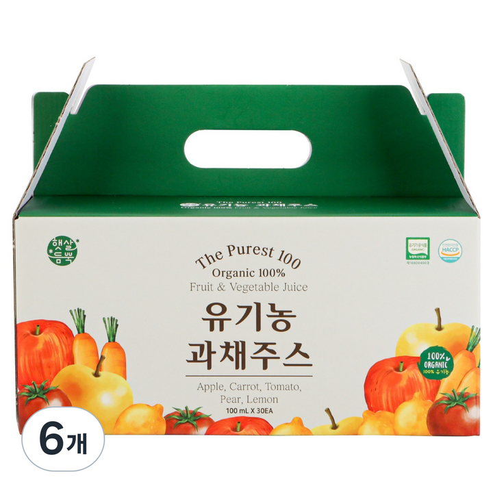 햇살듬뿍 유기농 과채주스, 180개, 100ml