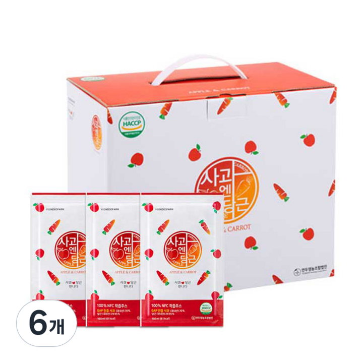 연두팜 찢어먹는 NFC 착즙 사과 엔 당근즙, 100ml, 300개