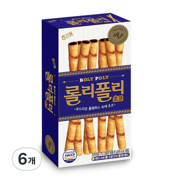 해태제과 롤리폴리 초코, 62g, 6개